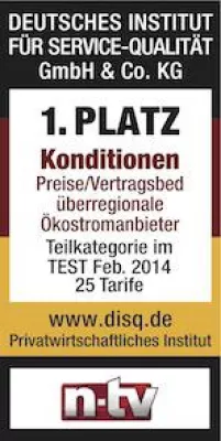 Bild: Stromanbieterstudie 2014: 123energie deutschlandweit auf Platz eins für beste Konditionen
