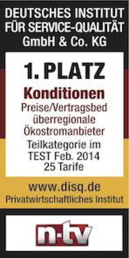 Bild: Stromanbieterstudie 2014: 123energie deutschlandweit auf Platz eins für beste Konditionen