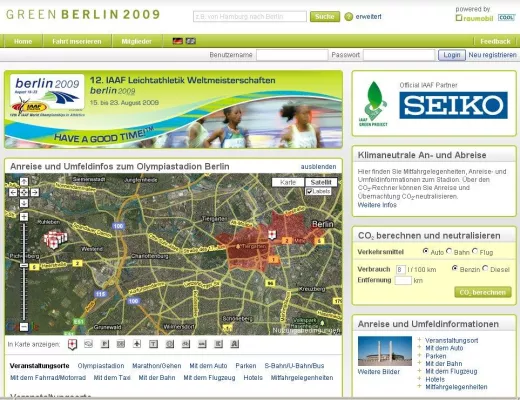 Bild: Klimafreundliche Anreise zu den 12. IAAF Leichtathletik Weltmeisterschaften berlin 2009TM