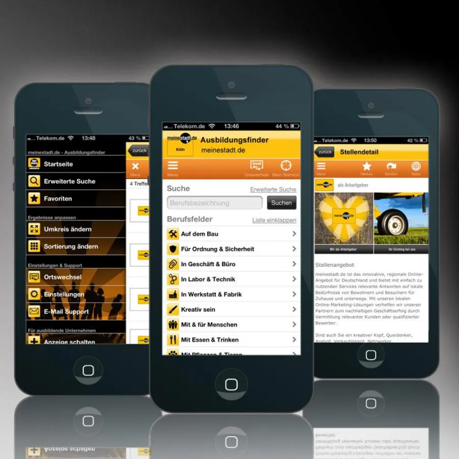 Enthält zahlreiche neue Suche-Features: das Update der meinestadt.de-Lehrstellen-App.