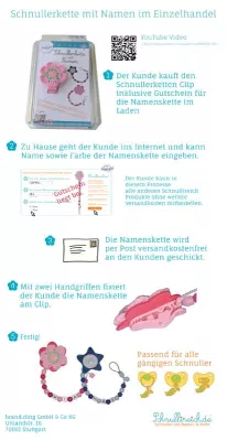 Bild: Schnullerkette mit Namen im Einzelhandel - Innovativer Babyartikel von Schnullireich bei Drogeriemarkt Müller
