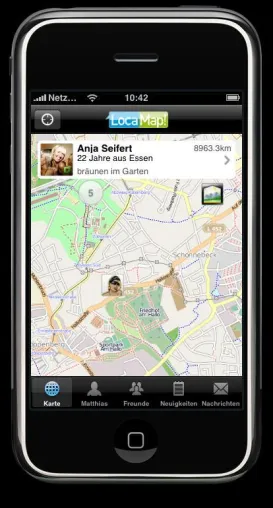 Bild: iPhone - Mit LocaMap startet die erste Location Based Mobile Community Europas