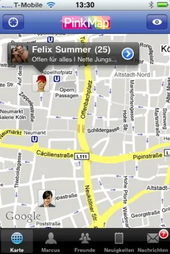 Neuste Handytechnologie - PinkMap weltweit einzigartige Gay Dating Plattform via iPhone gelauncht Bild: Neuste Handytechnologie - PinkMap weltweit einzigartige Gay Dating Plattform via iPhone gelauncht