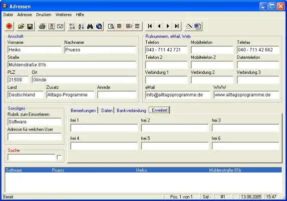 Bild: Alltags-Adressen 2005.08: Die Adressdatenbank für jeden Tag