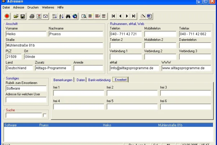 Bild: Alltags-Adressen 2005.08: Die Adressdatenbank für jeden Tag