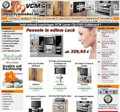 Bild: Hifi-Möbel, TV-Möbel und Medienmöbel bequem per Rechnung bestellen