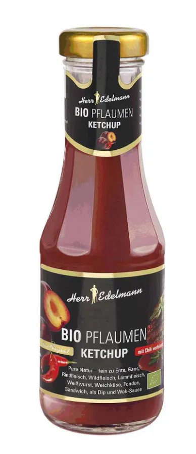 Der Bio Pflaumenketchup von Herr Edelmann .passt hervorragend zu Wild, Lamm und Geflügel