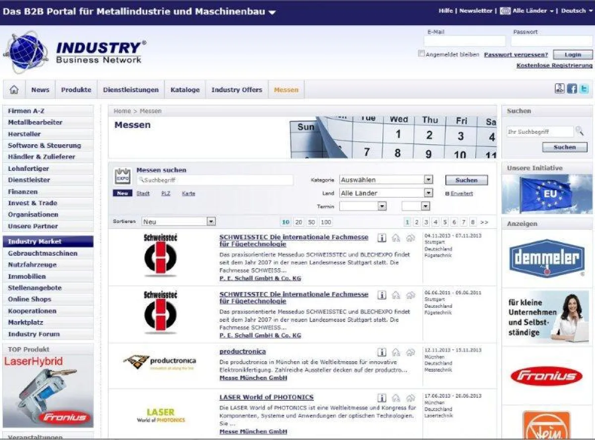 Das neue Messemodul auf dem INDUSTRY Business Network