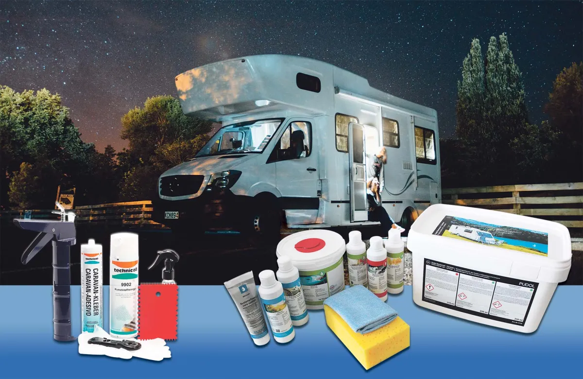 technicoll® Caravan-Kleber und Dichtstoffe sowie Reparatur- und Reinigungssets: www.ottozeus.com. (© RUDERER KLEBETECHNIK GmbH)