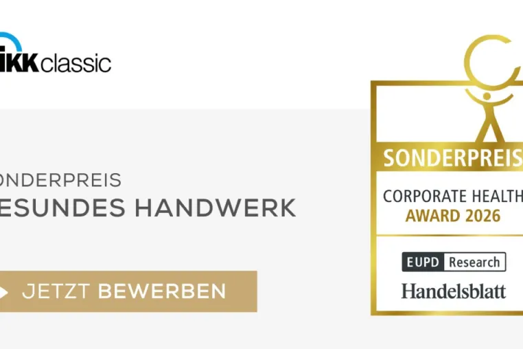 Bild: Corporate Heath Award 2026: Bewerbungsstart für den Sonderpreis „Gesundes Handwerk“