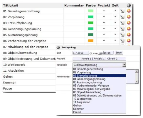 Bild: Webbasierte Projektzeiterfassung openTimetool mit Branchenlösung für Architekten und Stadtplaner