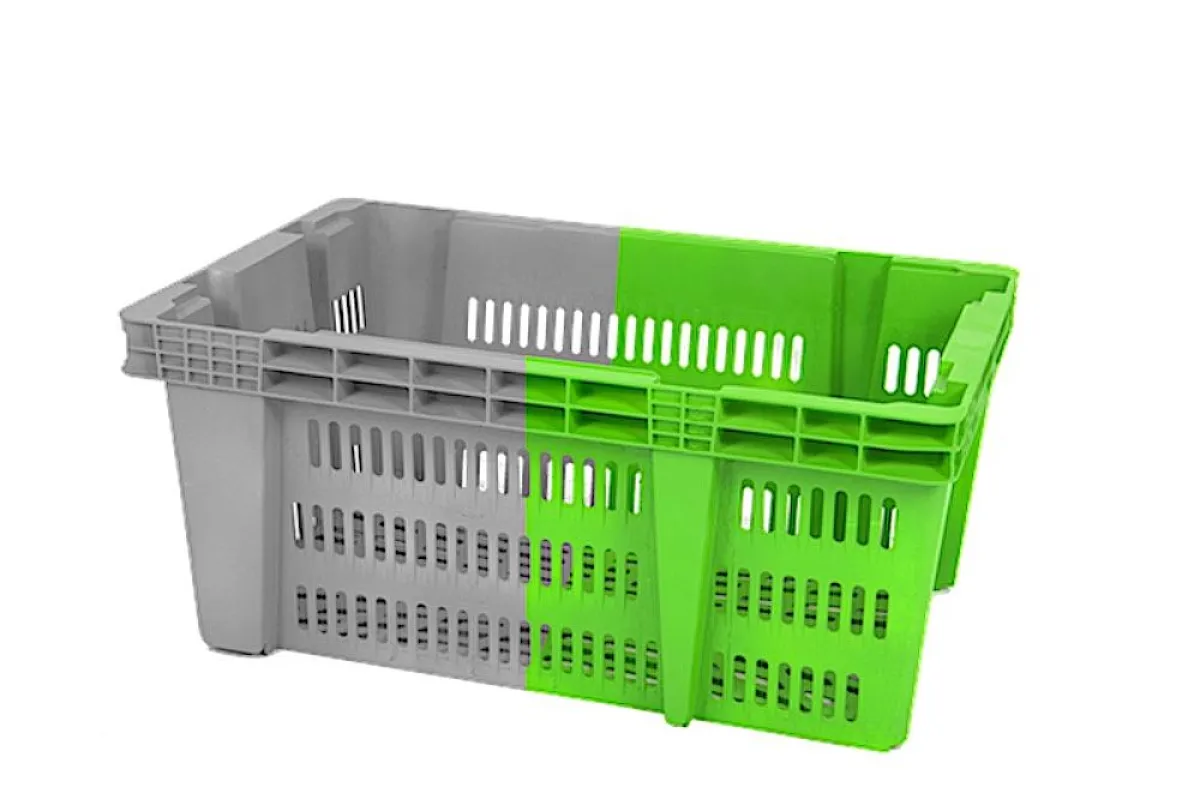 Der neue Bi-Color-Drehstapel Behälter GEBI-6426 von Gamma-Wopla ist zu 80 Prozent nestbar.