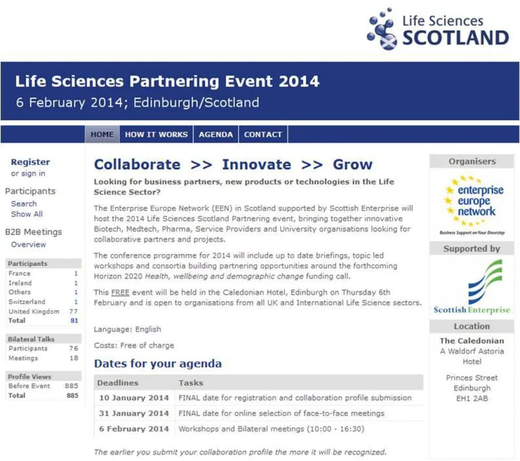 Partner für EU-Projekte - Life Science Partnering Event 2014 - 06.02.2014 - Edingburgh