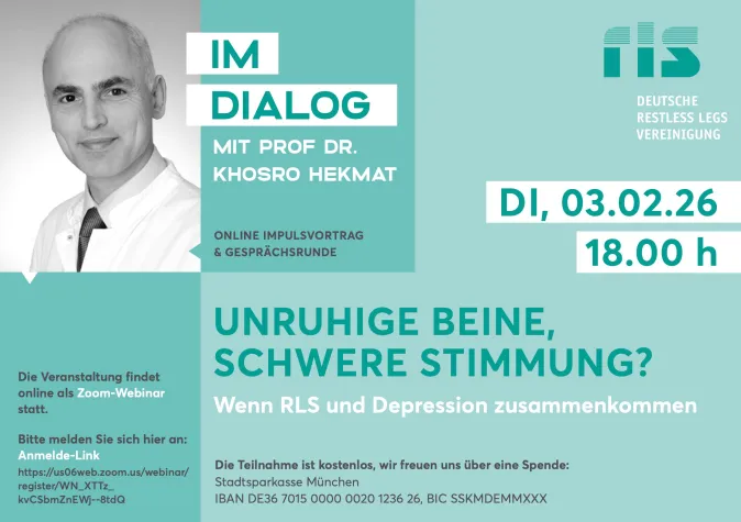 Online-Vortragsveranstaltung zu RLS und Depressionen Bild: Online-Vortragsveranstaltung zu RLS und Depressionen