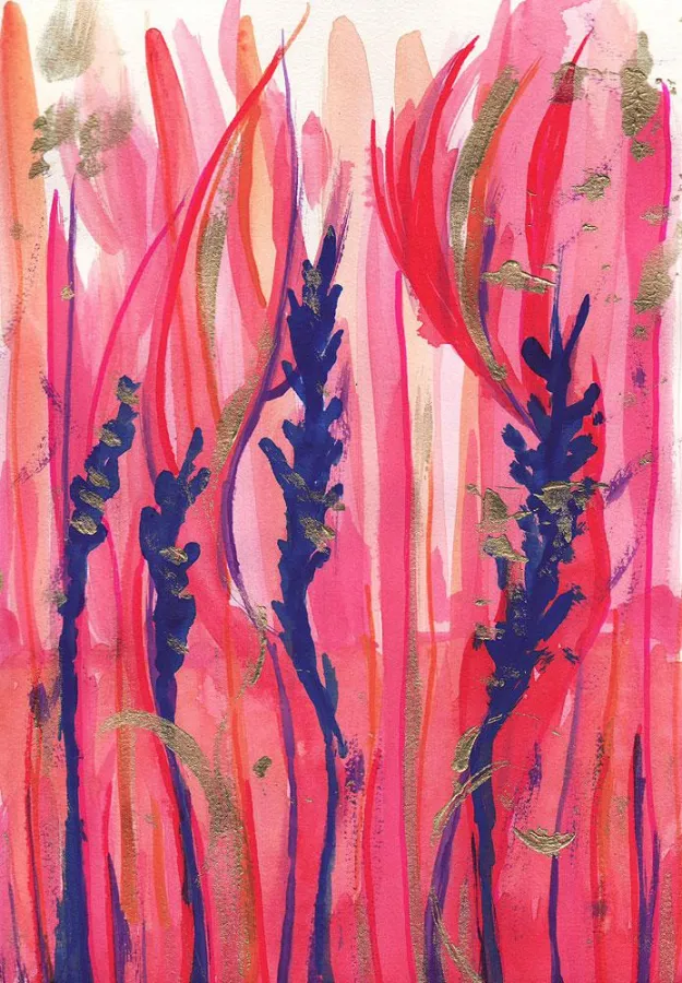 Rainbow Field - Aquarell von Maria Di Martino