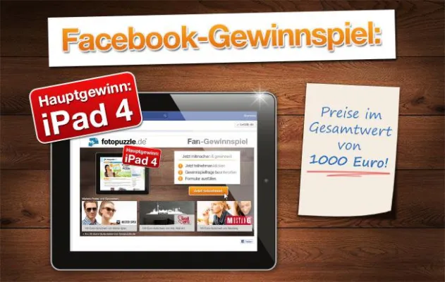 Bild: Beim fotopuzzle.de Facebook-Gewinnspiel tolle Preise gewinnen.