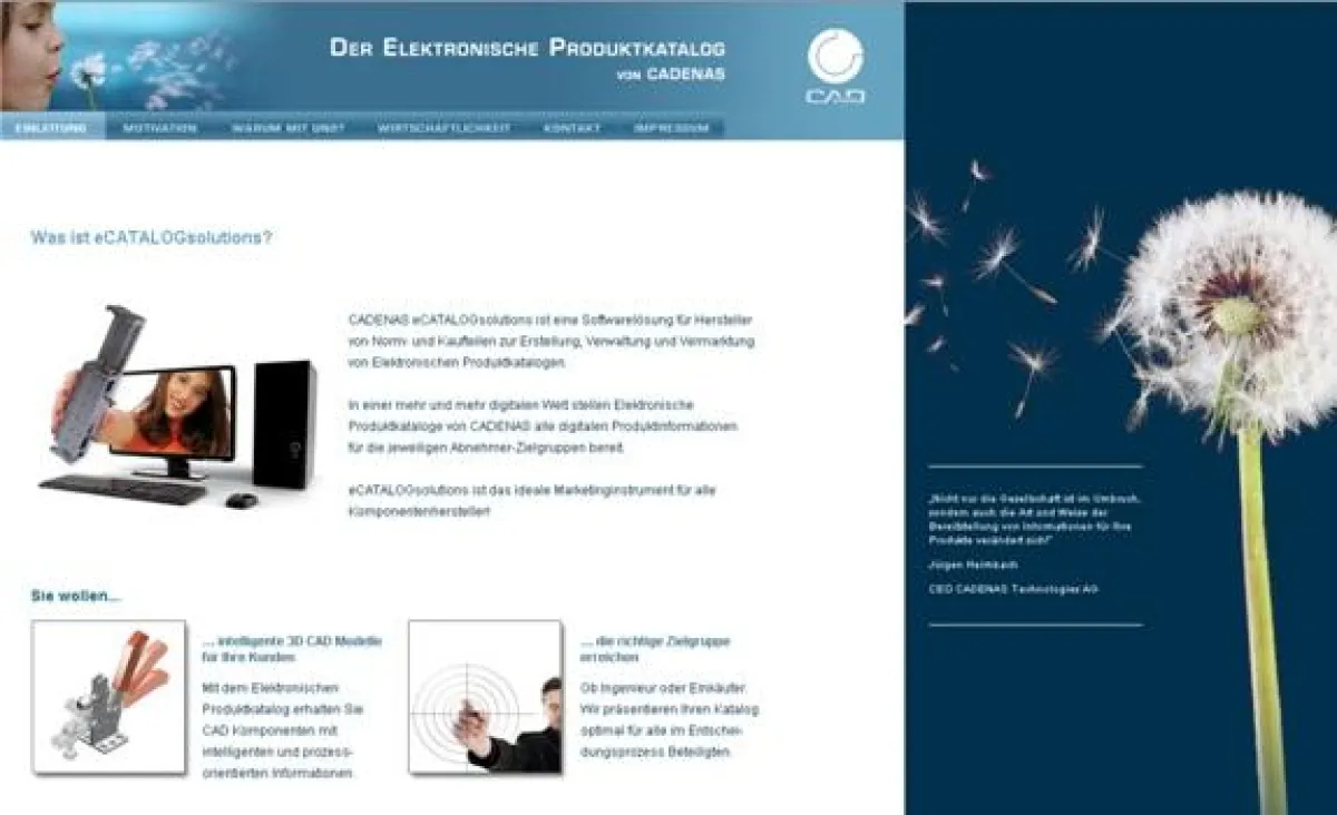 CADENAS stellt neue Webseite rund um den Elektronischen Produktkatalog vor.