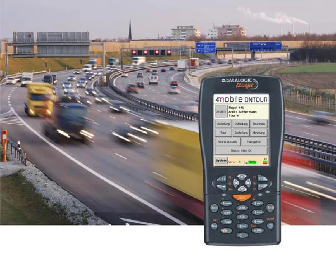 Optimierung der Lieferungsabläufe: Die Softwarelösung 4mobile ONTOUR für Speditionen und KEP-Dienstleister (hier mit dem Datalogic Jet) stellt die fehlerfreie Auftragsdokumentation sowie die  zuverläs