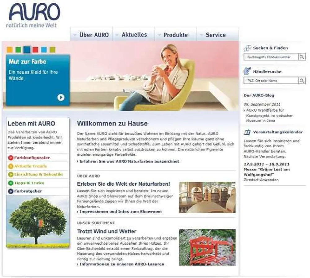 Die neue Homepage von AURO