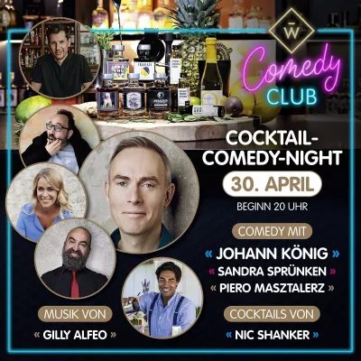 Bild: Wajos veranstaltet am 30.04. Cocktail Comedy Night mit Comedians wie Johann König & Star-Barkeeper Nic Shanker