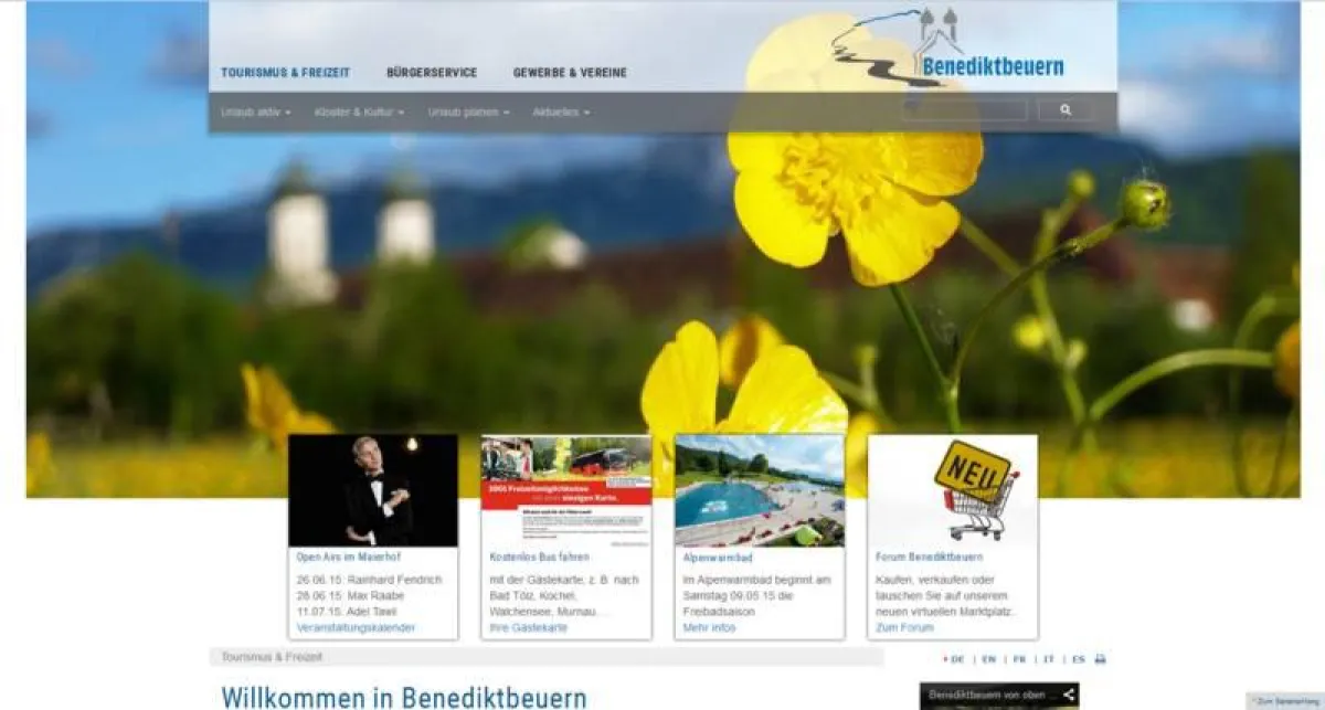Screenshot der neuen Startseite