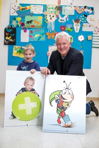 Bild: Miroslav Nemec unterstützt Spendenkampagne für kbo-Kinderzentrum München