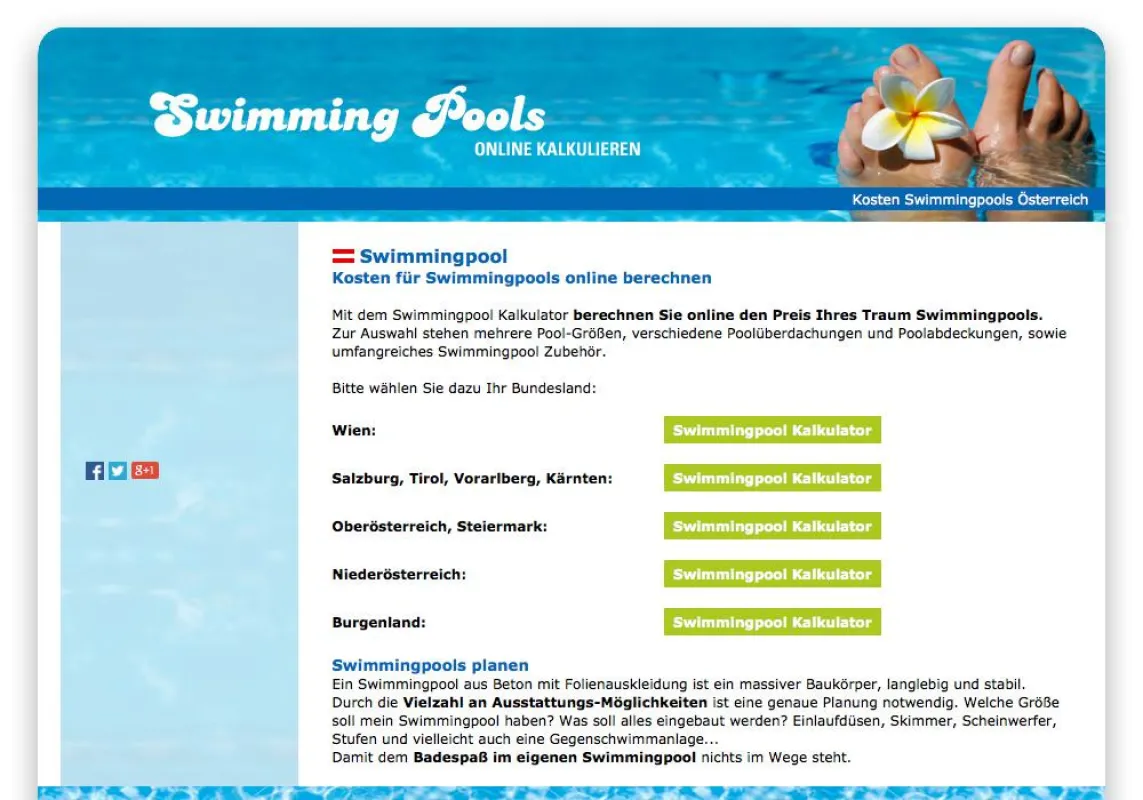 Swimmngpool Preise online berechnen