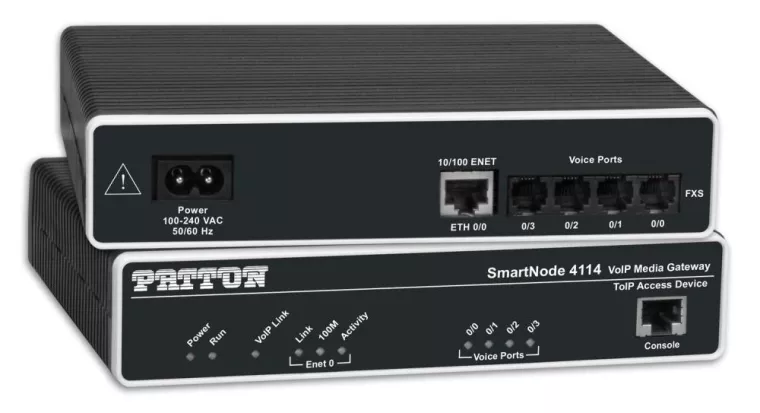 Bild: SmartNode 4120 wandelt bis zu vier simultane Telefon- oder T.38 Fax-Anrufe von SIP zu ISDN um