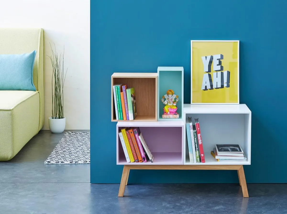 Alle Elemente des Cubit® Regalsystems gibt es jetzt auch in den neuen Pastelltönen.