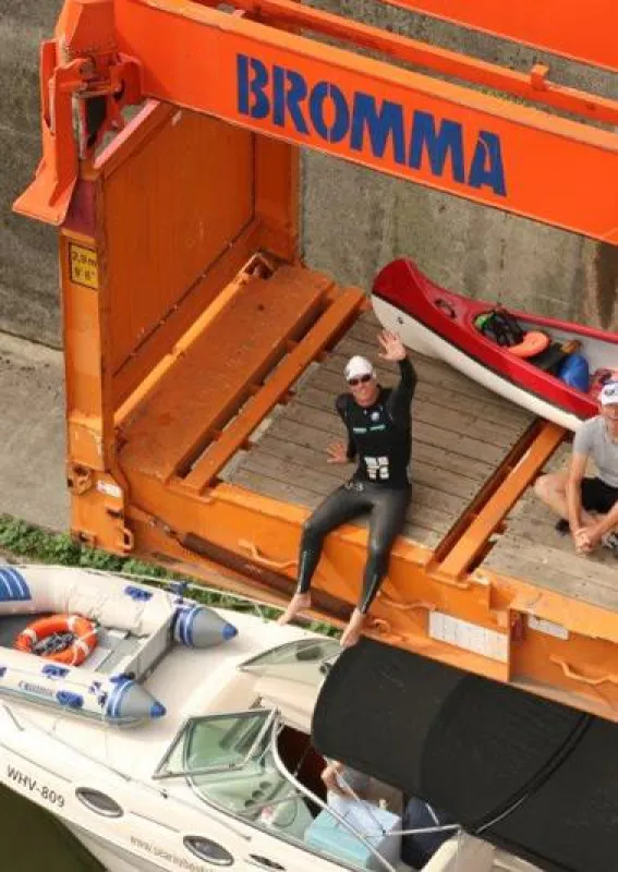 Glücklich bei Contargo in Basel angekommen: Andreas Fath, Langstreckenschwimmer