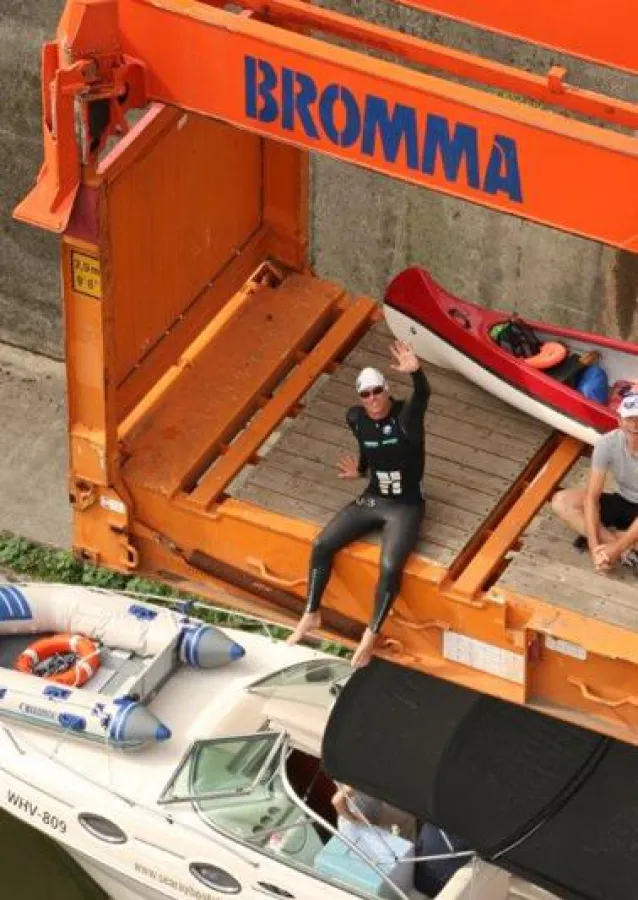 Glücklich bei Contargo in Basel angekommen: Andreas Fath, Langstreckenschwimmer