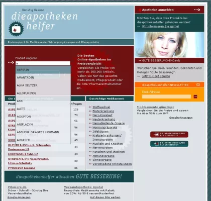 Bild: Neue Internet-Seite verspricht Preiseinsparungen von bis zu 50 Prozent durch Produkt- und Preisvergleich für Medikamente