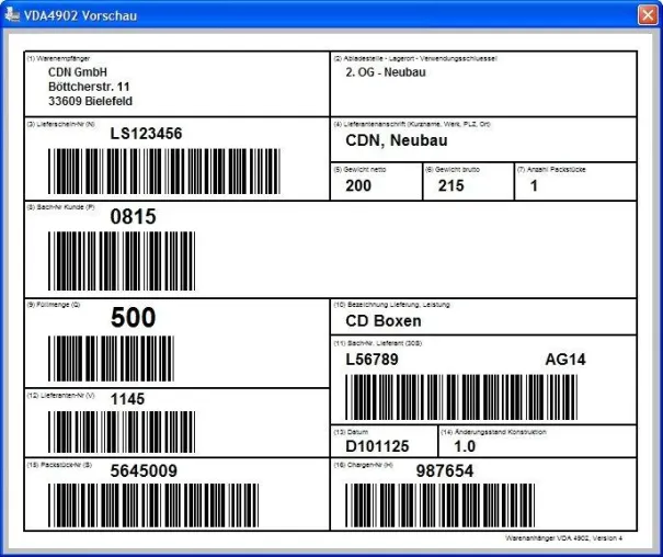 Bild: Neue Version des CDN Label Managers mit VDA 4902 Warenanhänger