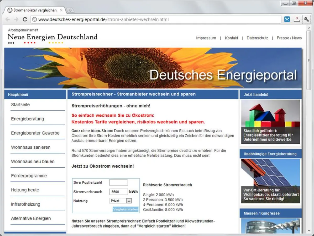 Erneute Strompreis-Erhöhungen zum Jahreswechsel: Jetzt Stromtarife vergleichen.