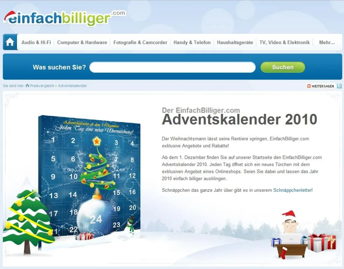 Der Adventskalender auf EinfachBilliger.com