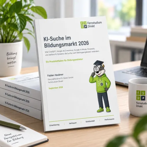 KI-Suche: Fernstudium Direkt veröffentlicht Praxisleitfaden für Hochschulen und Bildungsanbieter Bild: KI-Suche: Fernstudium Direkt veröffentlicht Praxisleitfaden für Hochschulen und Bildungsanbieter