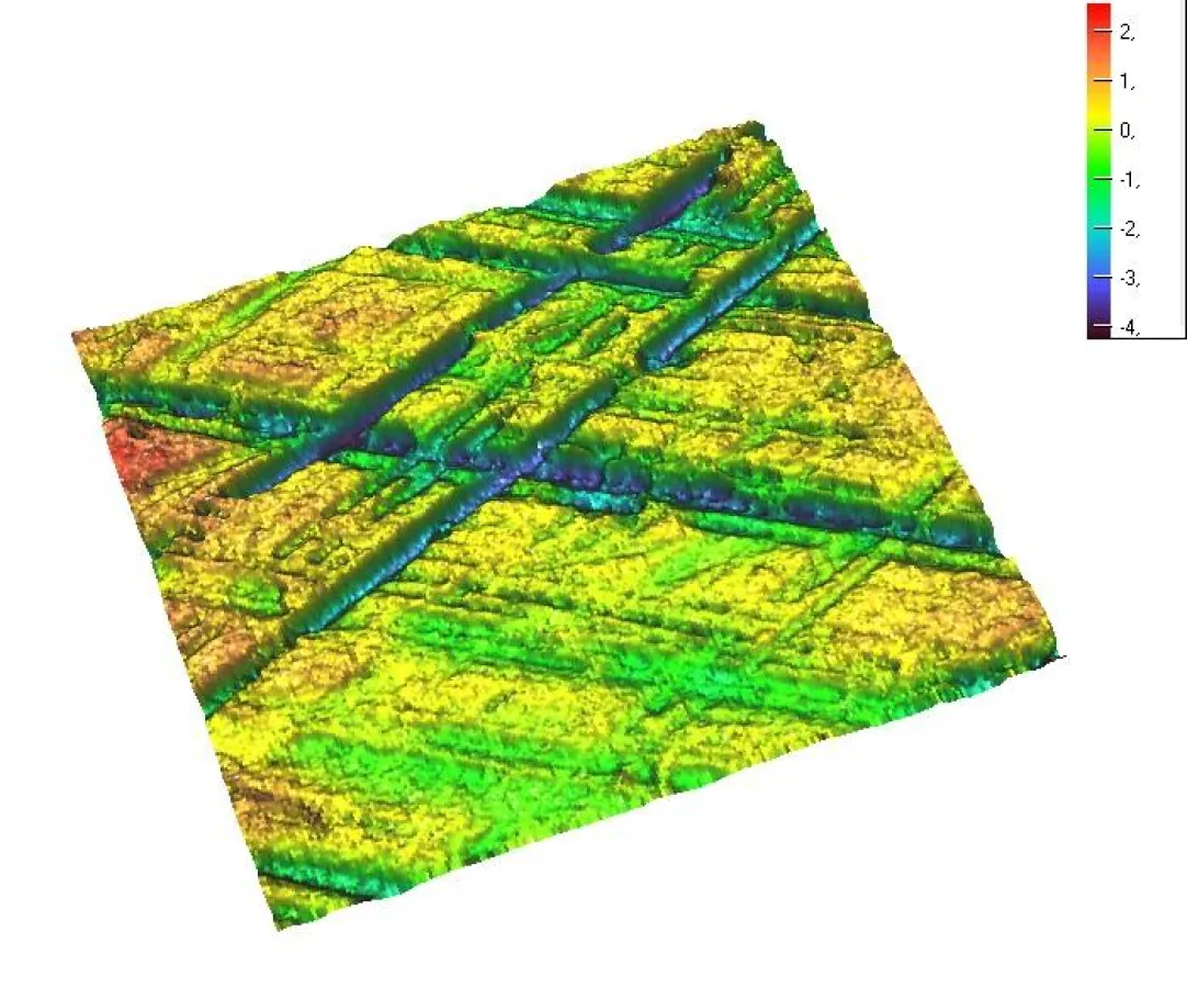 3D-Darstellung der gehonten Oberfläche einer Zylinderlaufbahn