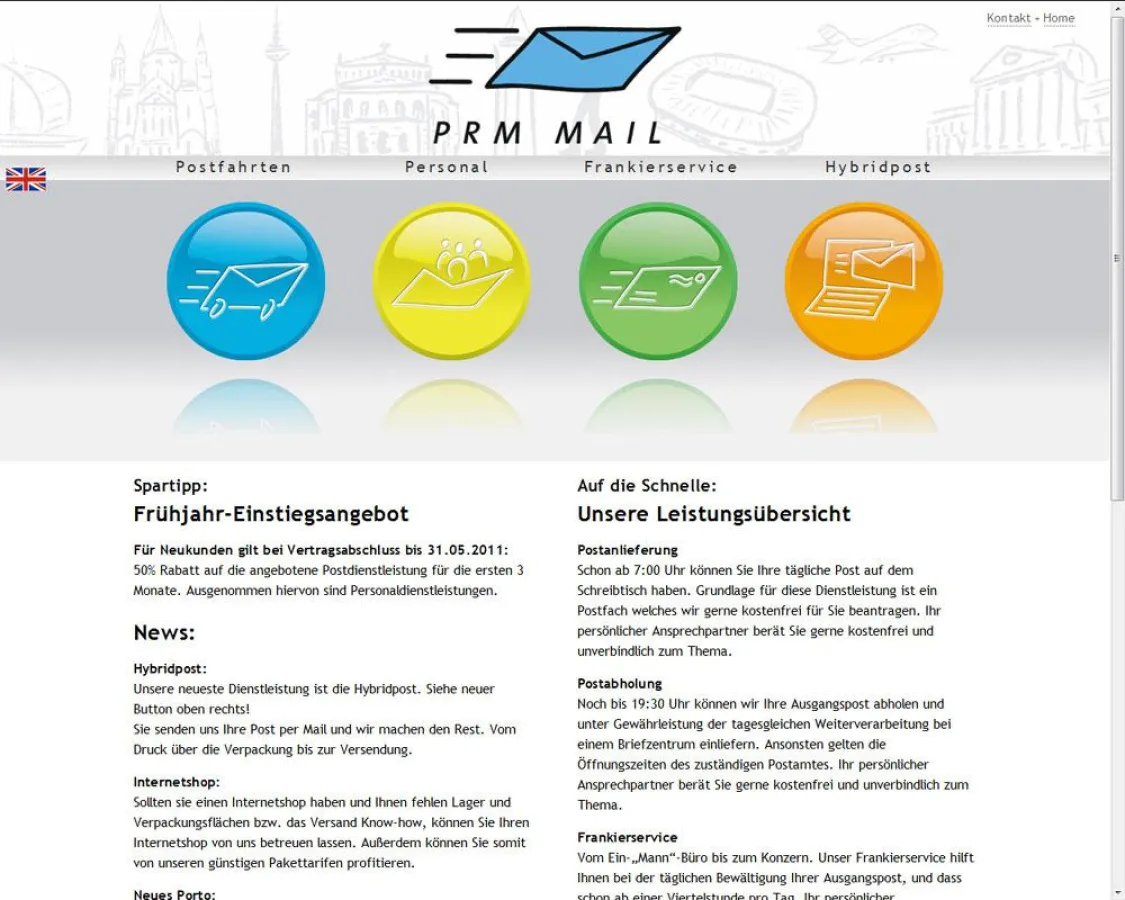 Einfache Benutzerführung auf der neuen Startseite von PRM-Mail