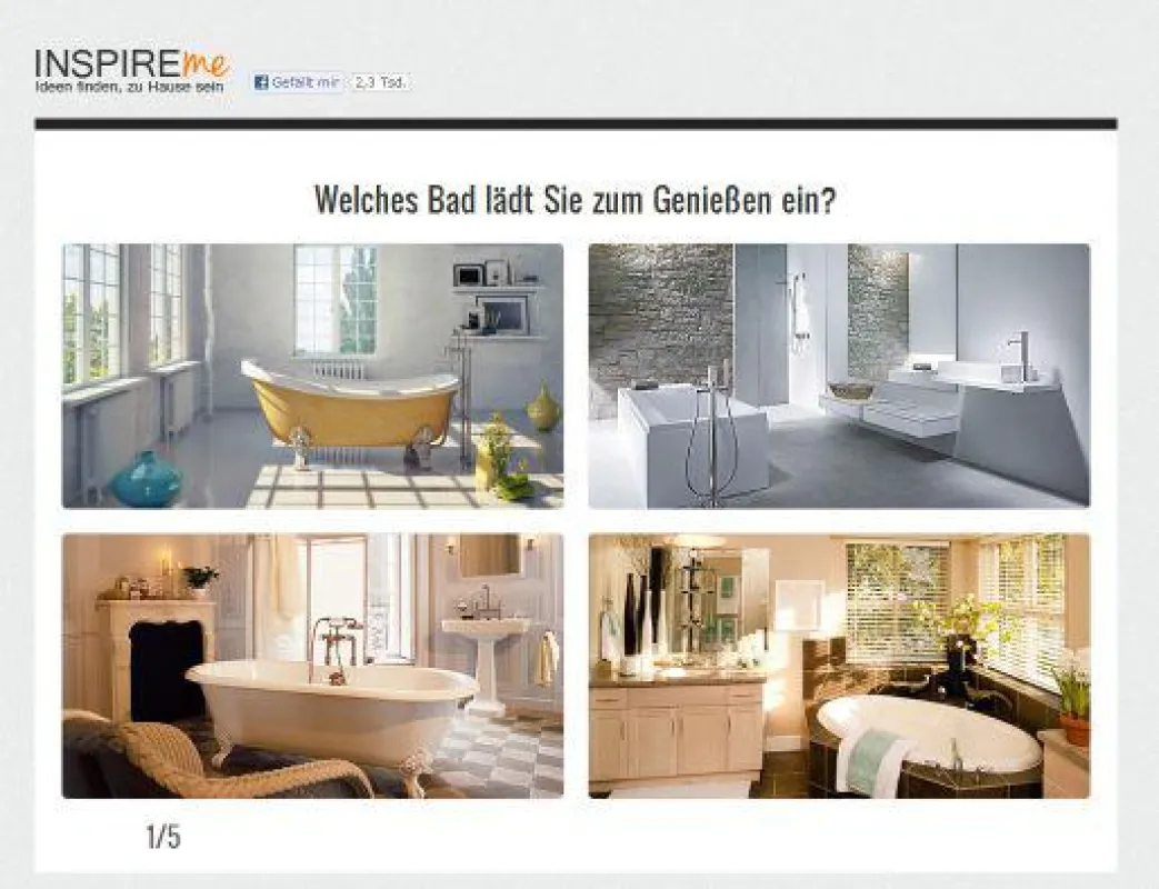 Wohntypen-Test mit Mood-Bildern ermöglicht die intuitive Auswahl eines Wohnstils.