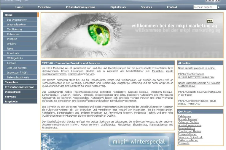 Bild: Neue Internetseiten der MKPI® AG - mkpi.de