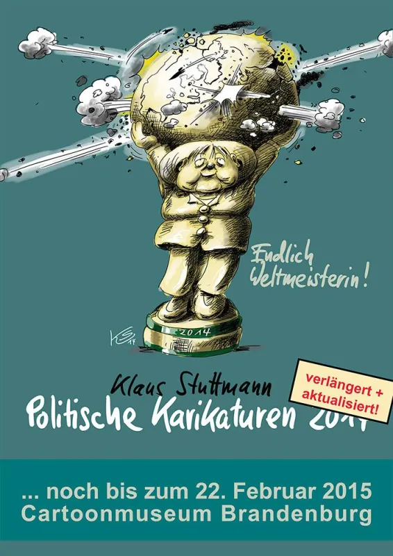 Plakat zur Februar-Ausstellung von Klaus Stuttmann