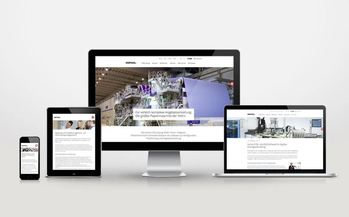 Die neue Website von camos ist für alle Endgeräte optimiert. (Quelle: camos Software und Beratung Gm