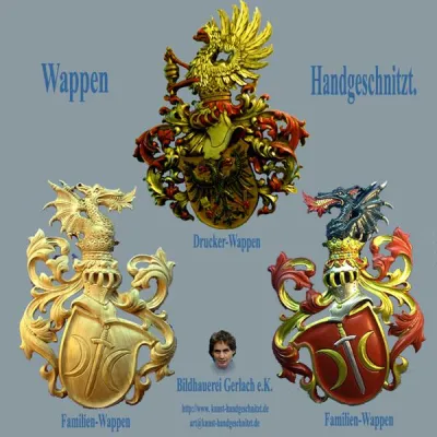 Wappen, Familienwappen, handgeschnitzt und farbig gefasst - Wappen und Heraldiki sind Heute wieder "in" Bild: Wappen, Familienwappen, handgeschnitzt und farbig gefasst - Wappen und Heraldiki sind Heute wieder "in"