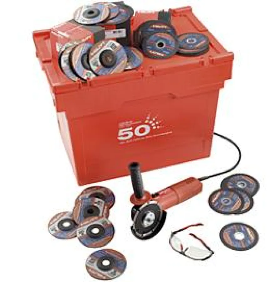 Hilti Produkte für den Bau in der praktischenTransportkiste in limitierter Jubiläumsedition.