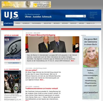YUM verleiht Branchenmagazin U.J.S. Uhren, Juwelen und Schmuck neuen Glanz im Internet Bild: YUM verleiht Branchenmagazin U.J.S. Uhren, Juwelen und Schmuck neuen Glanz im Internet