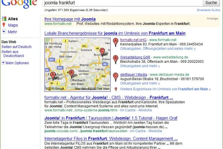 Bild: Praxiswissen Online-Marketing: Im Lokalen Branchencenter mit Firmenhomepage gefunden werden