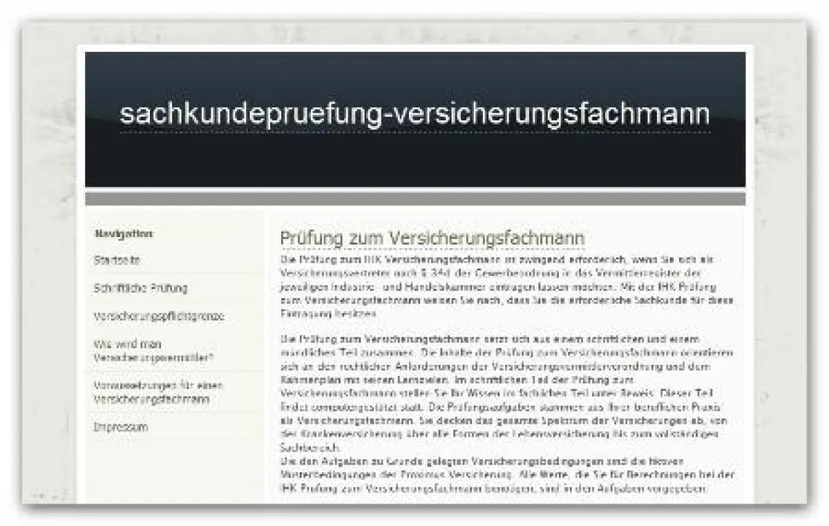 Vorbereitungsunterlagen für die IHK Sachkundeprüfung zum Versicherungsfachmann
