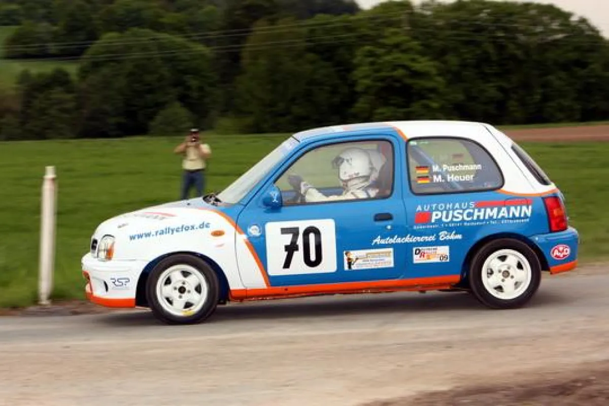 Markus Puschmann gemeinsam mit seinem Copiloten Marcel Heuer bei der AVD Sachsen-Rallye 2009 (Foto: D. Neidel)