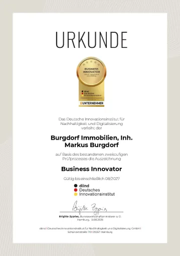 Bild: Wegweisende Unternehmensführung: Burgdorf Immobilien als „Business Innovator“ ausgezeichnet