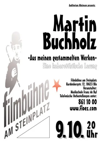Am 9.10./20 Uhr Martin Buchholz „Aus meinen gestammelten Werken – eine kabarettistische Lesung“ Bild: Am 9.10./20 Uhr Martin Buchholz „Aus meinen gestammelten Werken – eine kabarettistische Lesung“